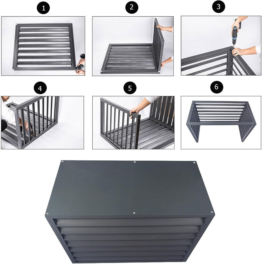 GENERIC Clôture D'intimité Pour Climatiseur Extérieur – Grilles De Protection En Aluminium Pour Climatisation Et Climatisation Résistantes Aux Intempéries