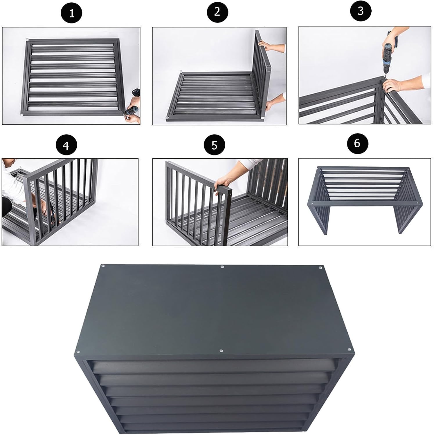 GENERIC Clôture D'intimité Pour Climatiseur Extérieur – Grilles De Protection En Aluminium Pour Climatisation Et Climatisation Résistantes Aux Intempéries