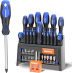  SORAKO Coffret Tournevis 11 Pièces, Avec Démagnétisation 2 En 1, Sac En Nylon Haute Densité, Pointe Magnétique, Poignée Antidérapante Professionnelle, Avec 5 Embouts Plats, 5 Cruciformes