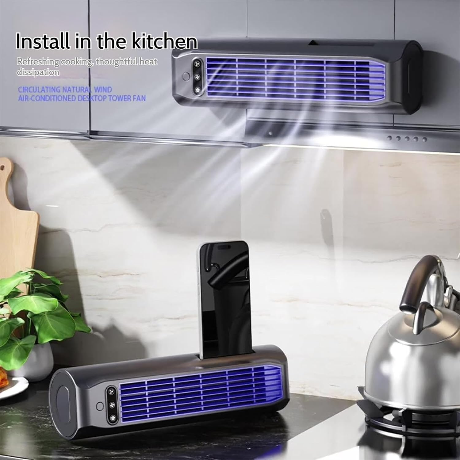 GENERIC Briza AC, Climatiseur QinuxBrizac, Climatiseurs Mobiles Portables De Mise à Niveau 2026 Avec Batterie 3000mah, Ventilateur De Refroidissement Silencieux Sans Lame, 3 Vitesses (blue)