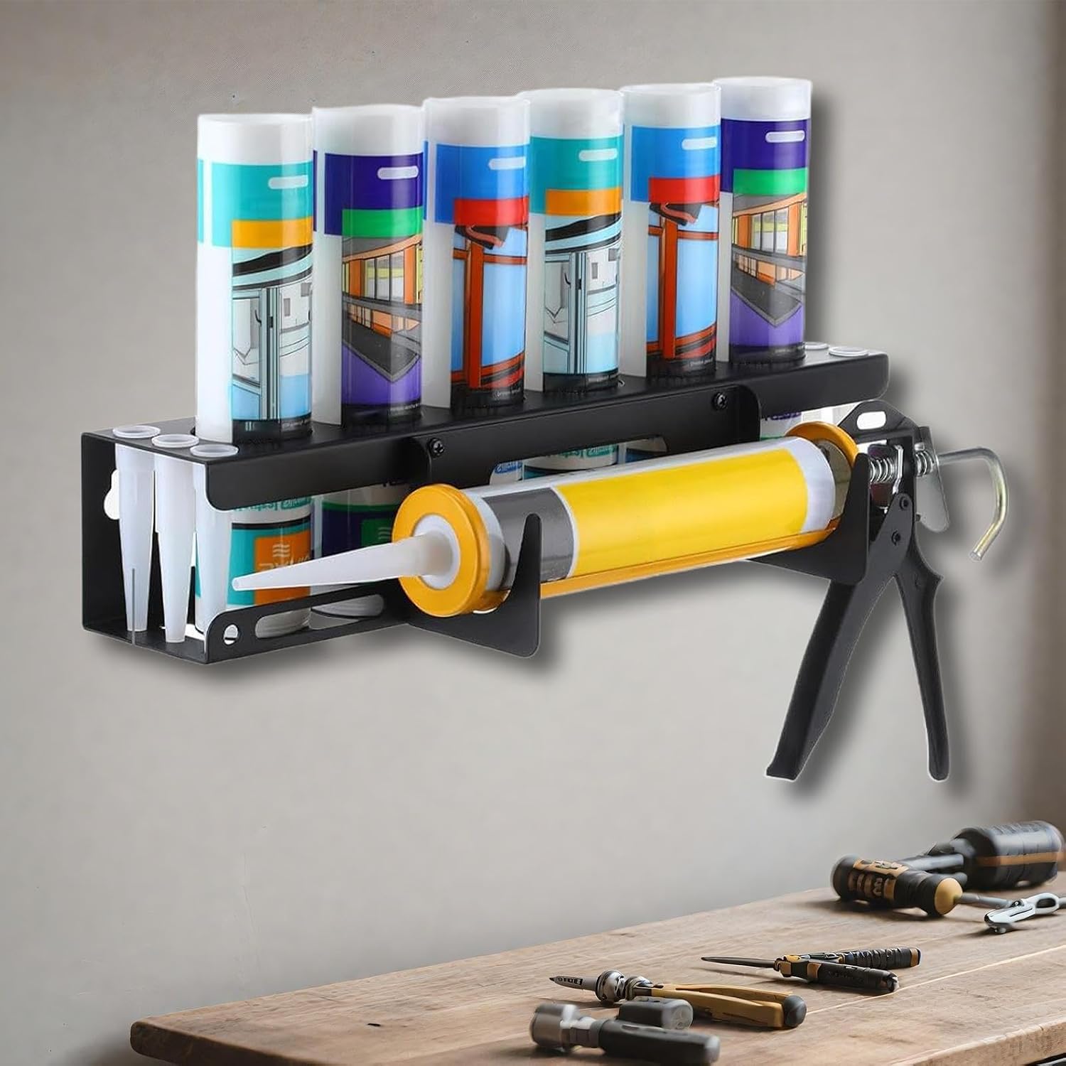  Organisateur De Mastic, Organisateur Mural Pour Tubes De Mastic D'Atelier, Rangement Pour Outils De Professionnels En Rénovation Et Maintenance