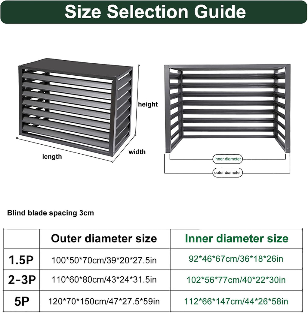 GENERIC Housse De Protection En Aluminium Pour Climatiseur Extérieur 1,5P-5P Et Unités CA - Résistante Aux Intempéries - Protection Contre Les Feuilles Tombées - Gris - 100 X 50 X 70 Cm