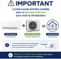 DSTOCK60 - Unité Intérieure Climatiseur Mural Multi-Split Inverter Réversible 3.5 KW Compatible Midea MSAGBU-12HRFN8 - ATTENTION : Il Faut Installer Un Groupe Extérieur Avec Pour Avoir La Clim!!