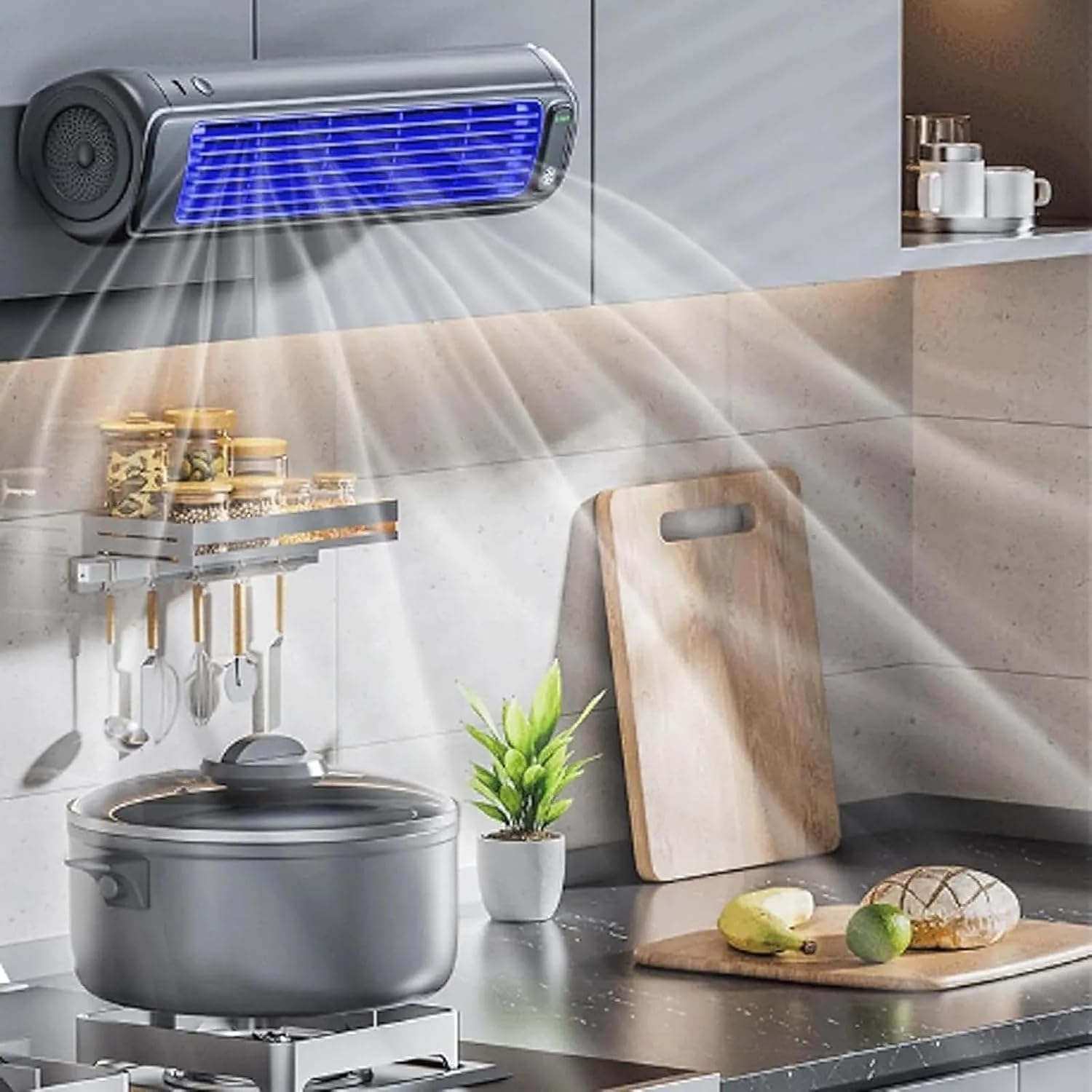  Ventilateur De Climatisation Portable, USB Rechargeable, 3 Vitesses, Mural, Refroidissement Silencieux Pour La Maison De Bureau De Chambre, Blanc D'abricot