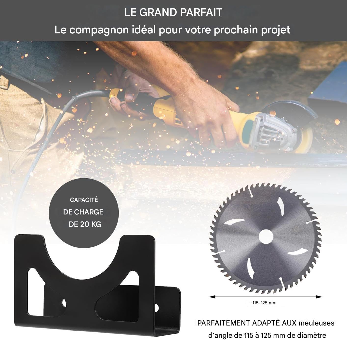  Générique Porte-Meuleuse D'Angle,Support Mural Pour Meuleuse D'angle Porte-Outil Électrique | Organisateur En Fer Robustes Pour Outils Électriques Atelier Bricolage