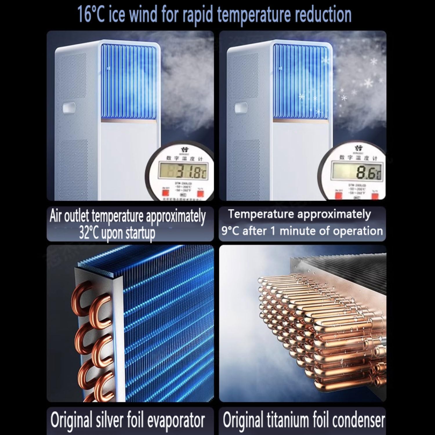  Climatiseur Portable, Unité De Climatisation Intelligente Avec Télécommande Et Minuterie, Oscillation De 120 °, Kit De Fenêtre, Pas De Mur Requis, Pour L'utilisation Du Bureau De La Chambre