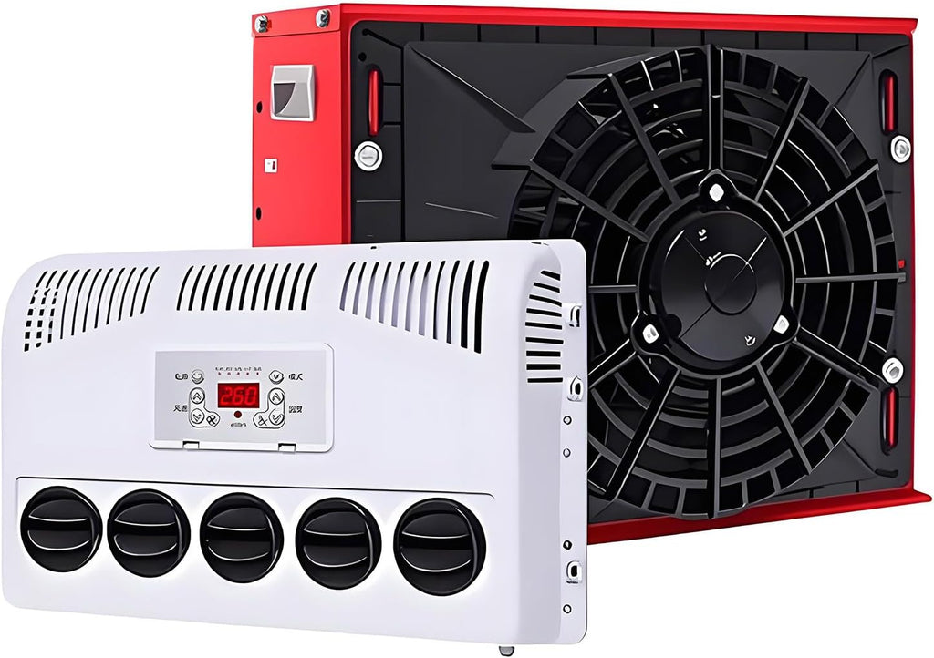 GENERIC Climatiseur Divisé Pour Camping-car, Système De Refroidissement De Cabine De Camion 11 000 BTU Pour Camions, Bus, Pelleteuses, Avec Contrôle Du Vent à 5 Vitesses