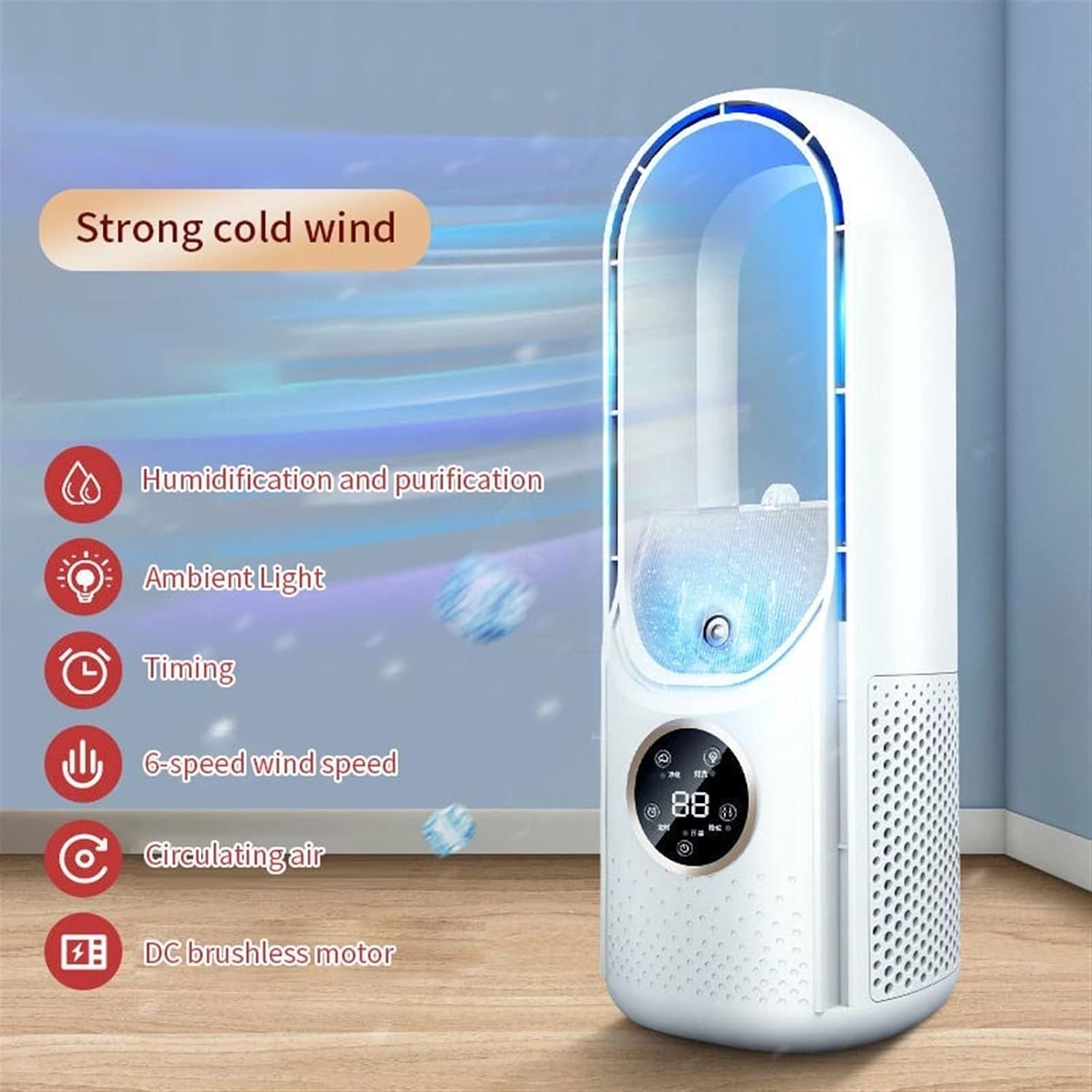  Climatiseur Portable, Rafraîchisseur D'air, Ventilateur électrique Sans Pales, Climatiseur Portable Silencieux Avec Minuterie, Humidificateur Et Purificateur D'air