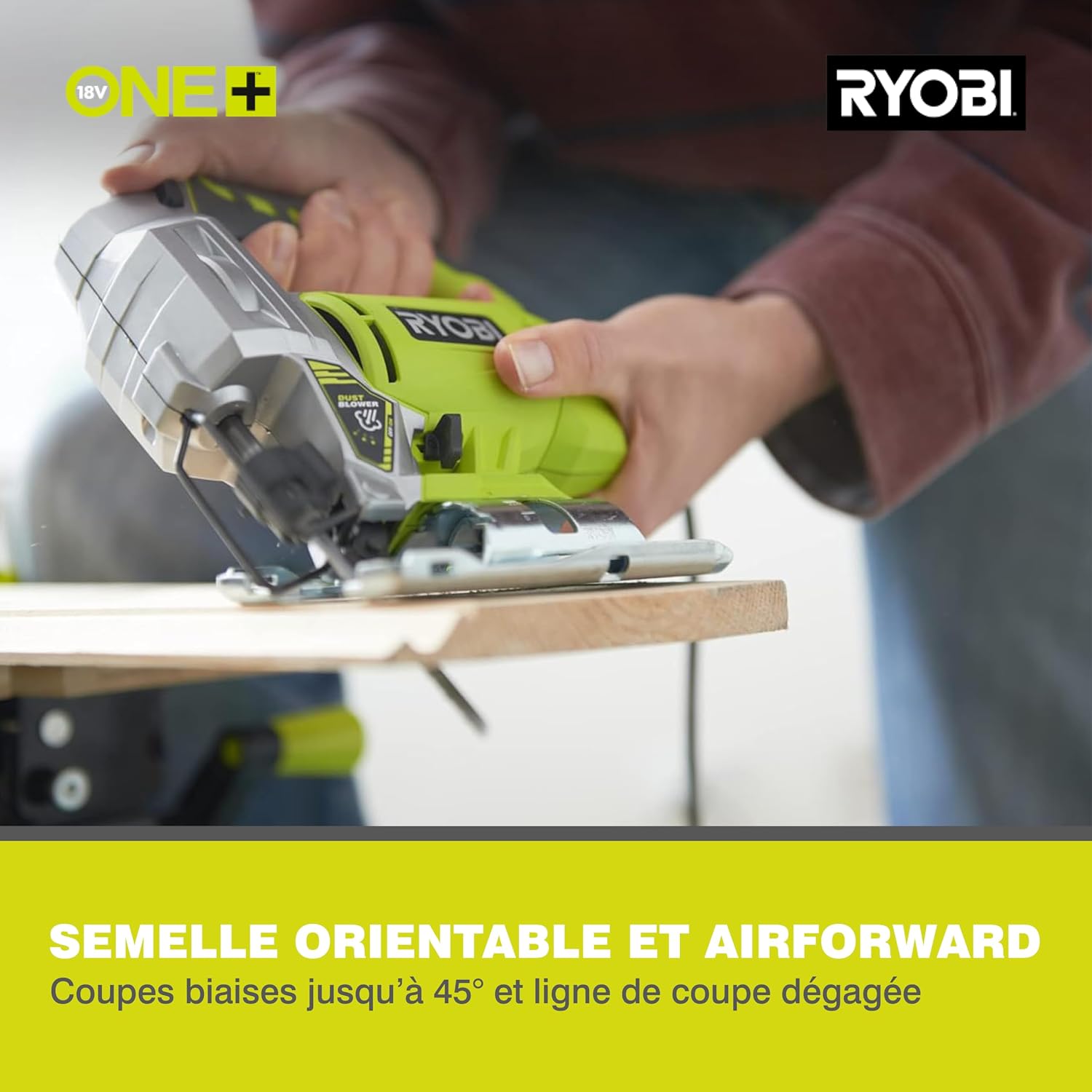  RYOBI - Scie Sauteuse 500W RJS750-G – Mouvement Pendulaire, Soufflerie Active, Changement Lame Sans Outil – Découpe Bois Et Métaux