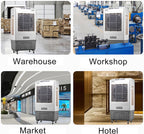 GENERIC Refroidisseur D'air évaporatif Robuste 30000CFM Avec 4 Packs De Glace, AC Extérieur Portable Pour La Cour De Garage, Humidificateur De Ventilateur Oscillant, Réservoir Et Roues 55L, Système De Refroid