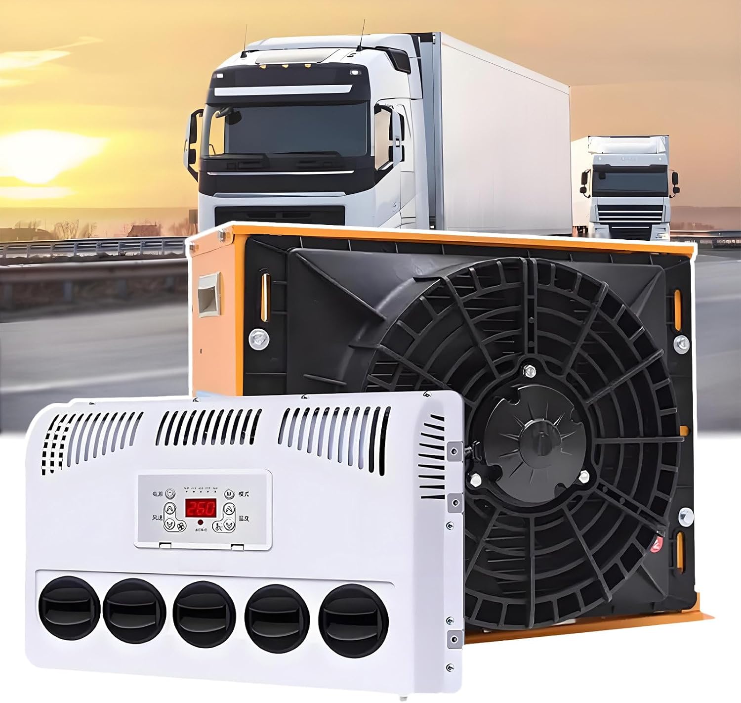GENERIC Climatiseur Portable Universel Split 12 V/24 V à Faible Bruit, Télécommande Pour Camions, Bus, Caravanes, Pelleteuses, Camionnettes