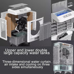 GENERIC Refroidisseur D'air Portable Avec Réservoir De 55L, Ventilateur D'évaporation à 3 Vitesses, Vent Oscillant Pour Les Dortoirs De Bureau De La Pièce, Roues De Mouvement Facile, Fonctionnement Silencieux