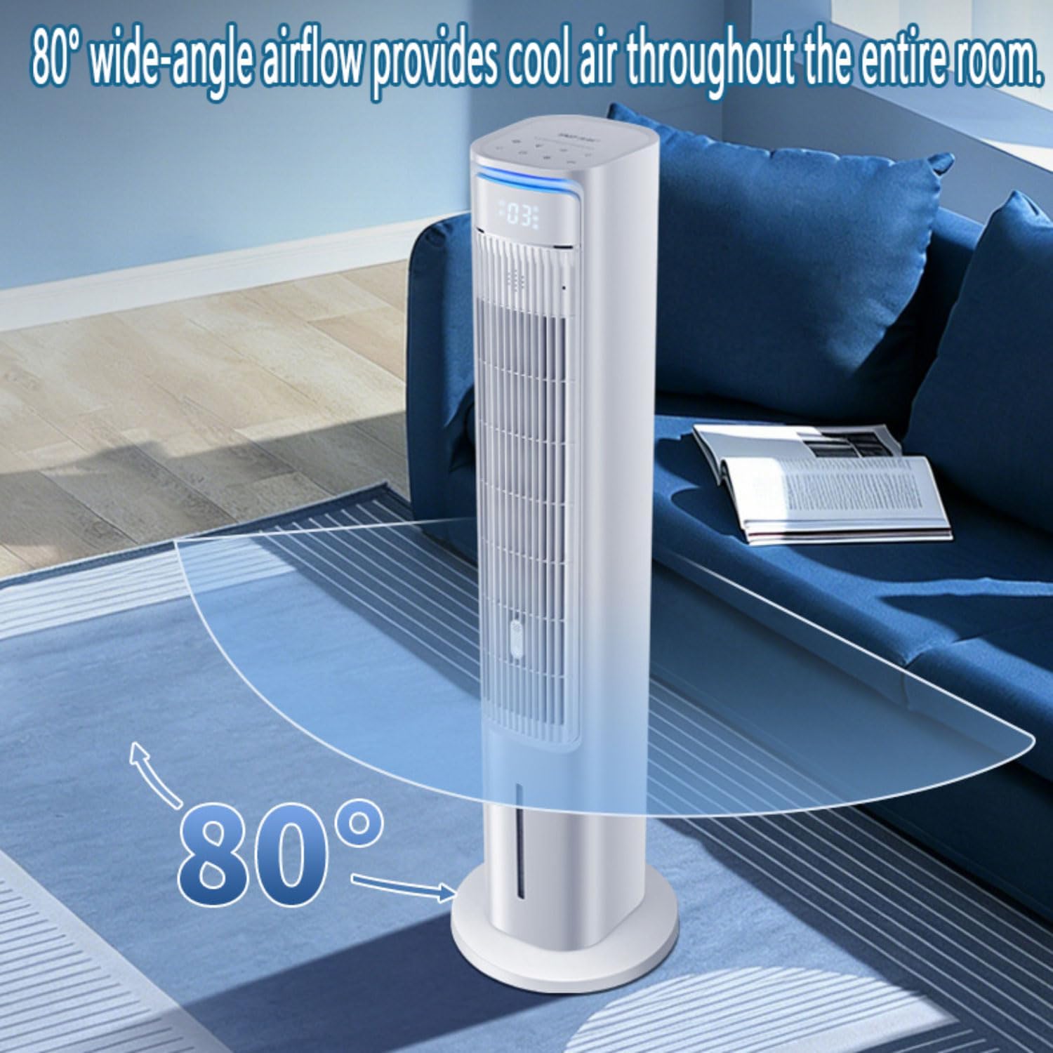 GENERIC Refroidisseur D'e-aveils Silencieux Avec Réservoir 5L, 3 Balayages, Minuterie Et Arôme.Humidificateur Portable Jusqu'à 23 M2, Télécommande, Sans Fenêtre Et économiseur D'énergie Pour Un Sommeil Répara