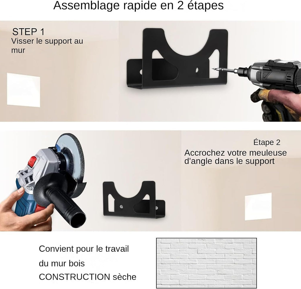  Porte-Meuleuse D'Angle,Support De Meuleuse D'Angle Fixation Murale - Rangement Multifonctionnel À Fixation Serrée Pour Les Outils Électriques, Les Clés, Les Perceuses Et Les Polisseuses
