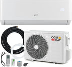  COSTWAY Climatiseur Reversible 18000 BTU 5,1 KW, Climatiseur Split R32, Chauffage, Refroidissement, Déshumidification, Clim Inverter Silencieux 19 DB, Auto-Nettoyage (18000 BTU|5,1 KW - Blanc Wifi)