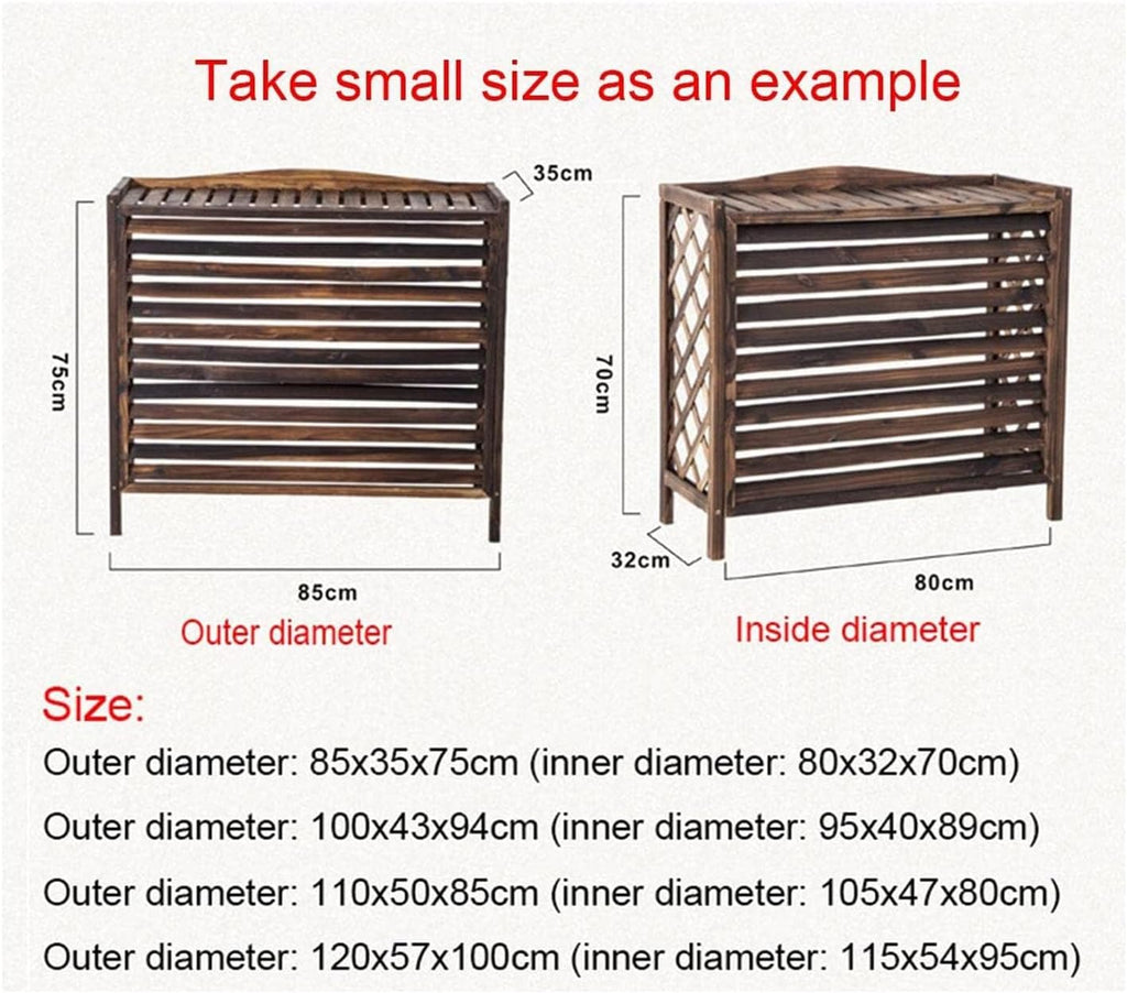  Housse En Bois Pour Climatiseur – Écran De Protection En Bois Massif Pour Unités De Climatisation, Pompes à Chaleur, Poubelle, Support De Fleur, Garde-corps