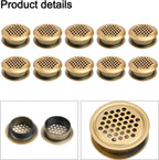  Lot De 2 Cache-grilles D'aération Pour Meubles, Grille D'aération En Acier Inoxydable, Design Double Face, Prévention De L'humidité, Maille Persienne De 35 Mm, Doré, Pour Armoire à