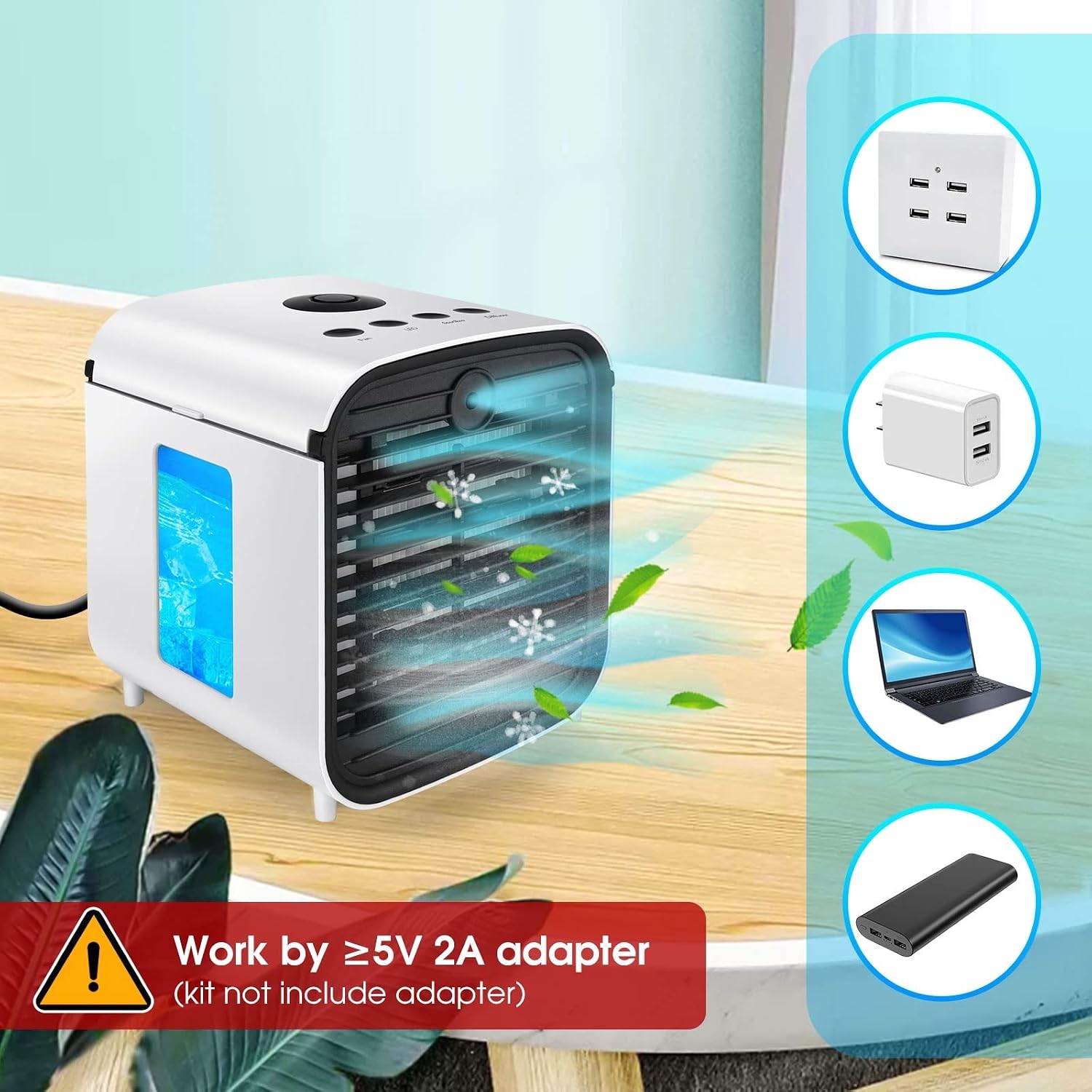  DieffematicKTY Climatiseur Mobile Portable Air Conditioning Fan Mini Electric Cooling Water Mist Humidifier Ice Fan Room Household Small Air Conditioner Air Cooler