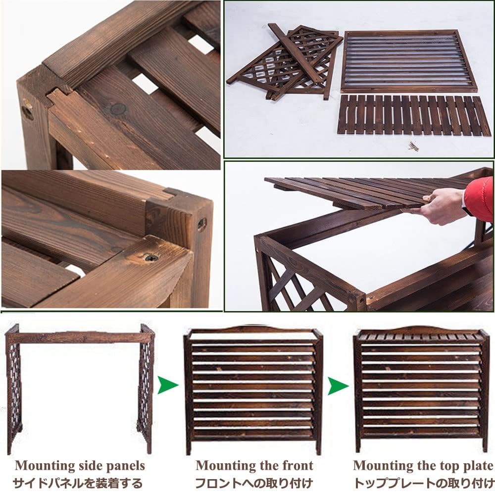 GENERIC Housse Et Support De Climatiseur D'extérieur En Bois Résistant Aux Intempéries – Protection élégante Et Unité AC, 100 X 43 X 94 Cm Et 110 X 50 X 85 Cm, Support De Fleurs Idéal Pour Toutes Les Saisons