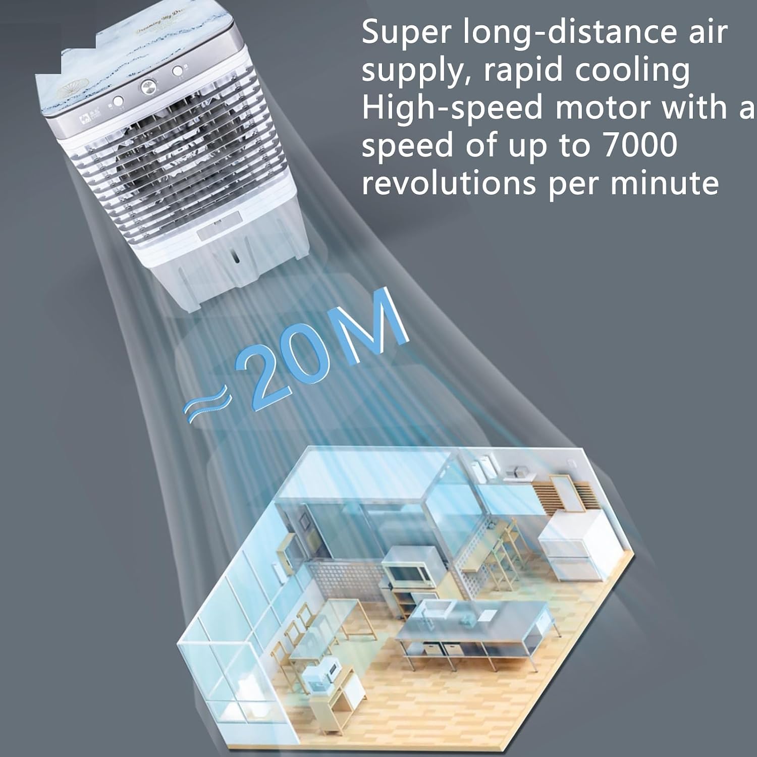  Climatiseur Portable Et Rafraîchisseur D'air Par évaporation, 3 Vitesses, Débit D'air De 20 M³ Et Réservoir De 80 L, Idéal Pour Une Utilisation Domestique, Commerciale Et