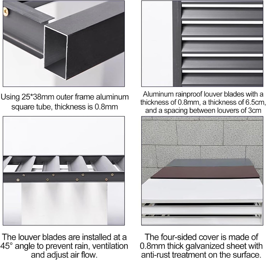 GENERIC Housse De Climatiseur En Aluminium Et Bouclier De Pompe à Chaleur, Stores D'unité Extérieure, Protection AC Divisée, Clôture D'intimité Pour L'extérieur (couleur : Blanc, Taille : Personnalisé)