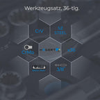  Högert Technik - Trousse à Outils, Coffret D'Outils 3/8" - HT1R465, 36 Pièces