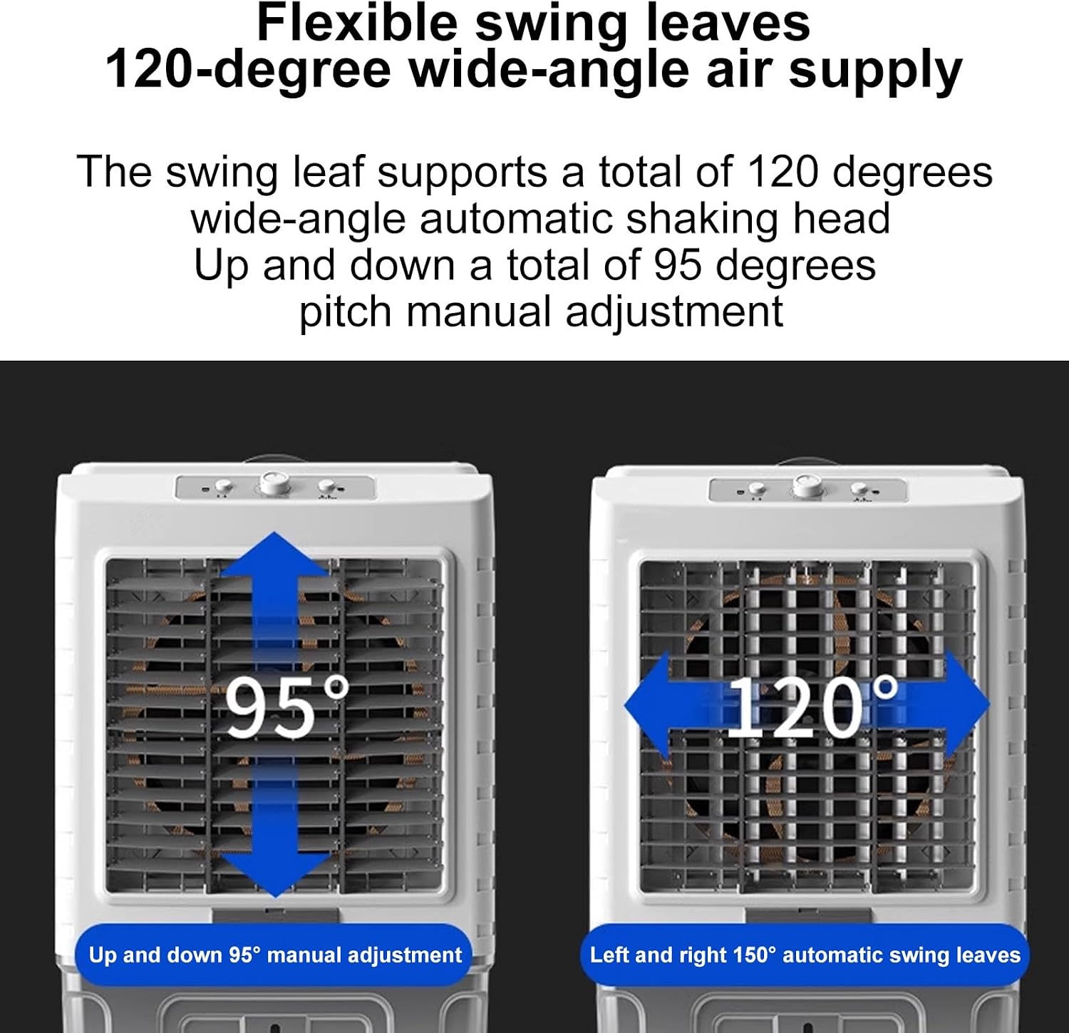 GENERIC Refroidisseur D'air Portable Avec Réservoir De 55L, Ventilateur D'évaporation à 3 Vitesses, Vent Oscillant Pour Les Dortoirs De Bureau De La Pièce, Roues De Mouvement Facile, Fonctionnement Silencieux