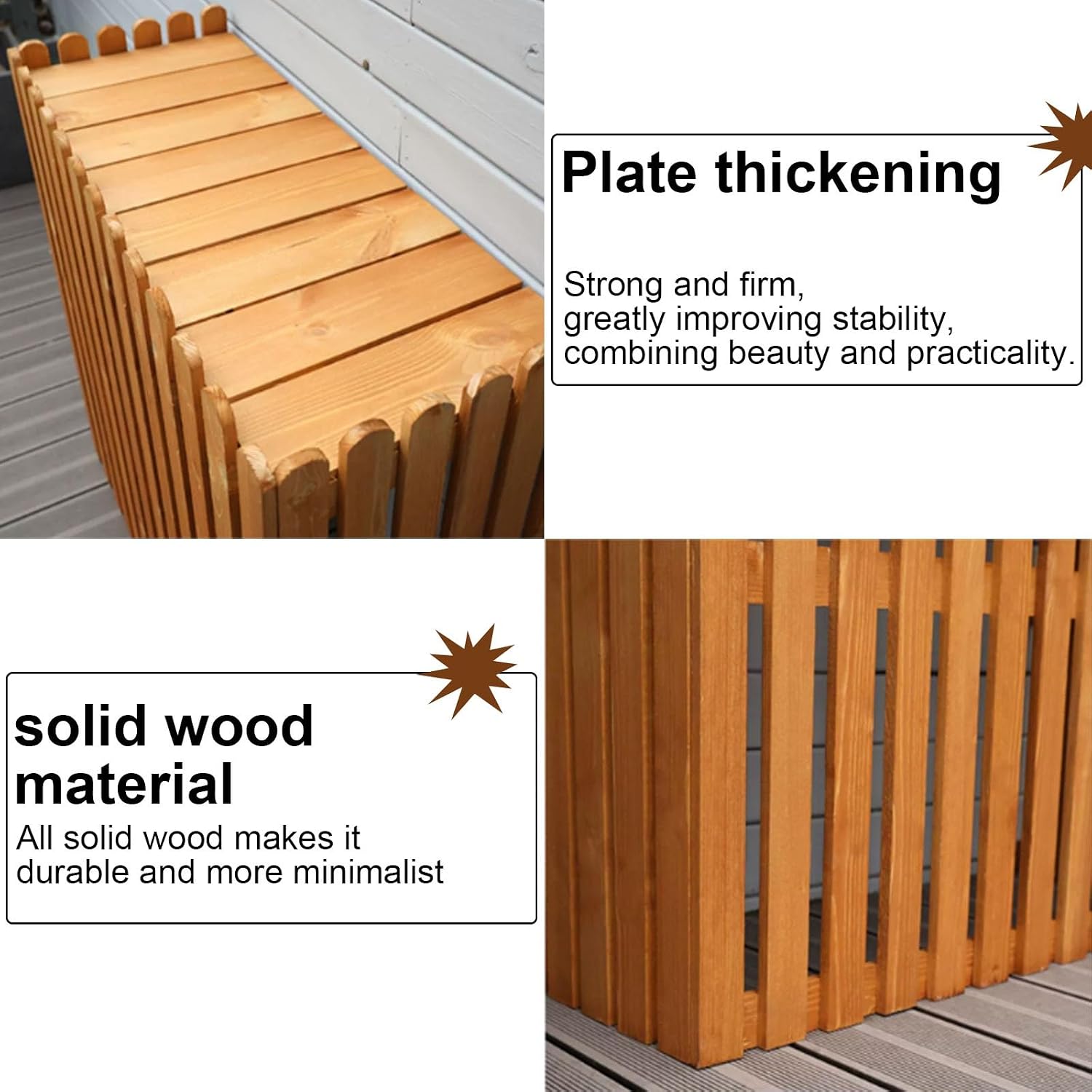  Housse De Climatiseur Et De Pompe à Chaleur En Bois, Housse De Climatiseur Décorative En Bois, Housse De Protection De Climatiseur, Réduction Du Bruit, Support De Plantes D'étagère, Convient Pour L'
