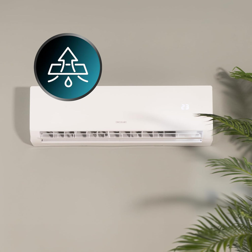  Cecotec Air Conditioning Split Airclima 9000 SmartFresh. 9000 BTU, Moteur DC, Pompe à Chaleur, Télécommande, écran LED, Système D'onduleur, 5 Modes, 8 Vitesses, Couverture De 16 M2
