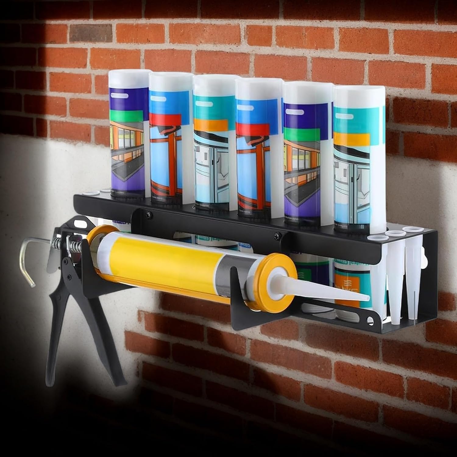 Wall Mounted Adhesive Organizer, Heavy Tube Holder Rack, Carbon Steel Tool Rack, Indoor Storage For Utility Carts Or Workshop Use, Fast Setup, For Renovation Tasks