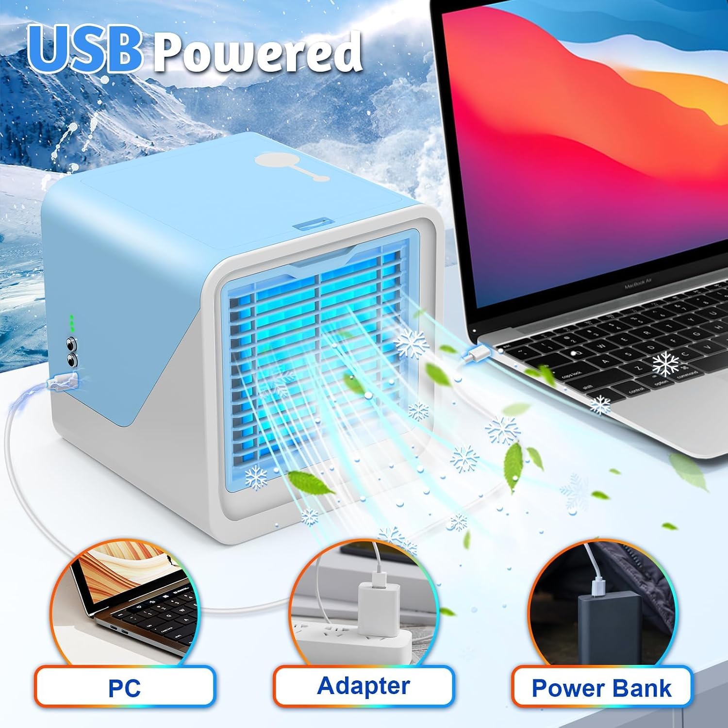  Ventilateur De Climatisation Avec 3 Vitesses, Filtre Et Humidificateur Remplaçables, Silencieux Et à Refroidissement Rapide, Ventilateurs De Refroidissement Portables Qui Soufflent De L'air Froid