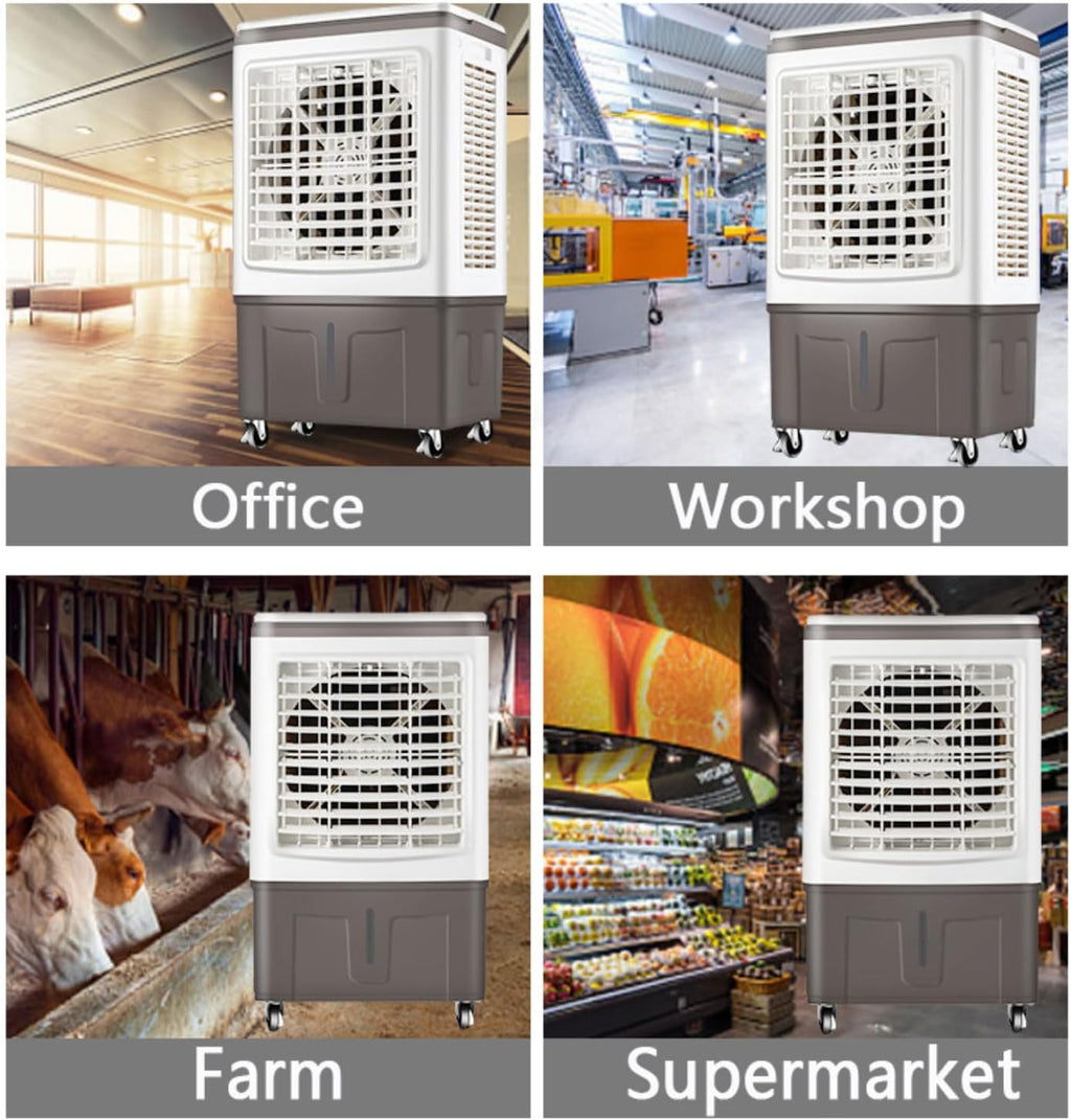 GENERIC Refroidisseur D'air évaporatif Portable Avec Réservoir D'eau 40L Et 2 Packs De Glace Efficace D'énergie 3 Vitesses 120° Oscillation Ventilateur De Refroidissement D'épargne D'espace Climatisation Indu