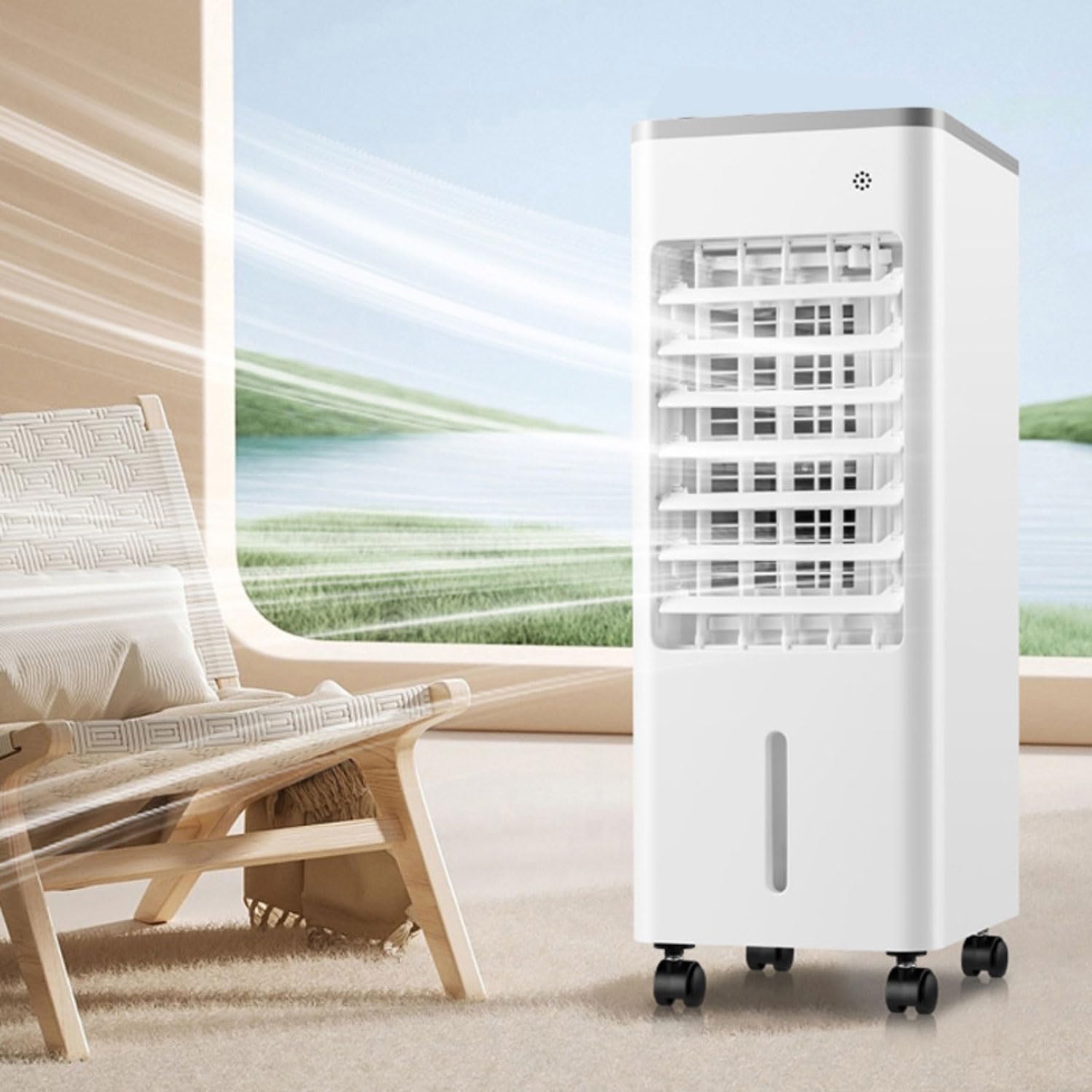 GENERIC Refroidisseur D'air évaporatif Portable, Ventilateur De Boîte De Glace 9L Avec Affichage LED, 3 Vitesses, Oscillation à 90 °, Minuterie 8H, Humidificateur Silencieux Pour La Chambre De Bureau à Domici