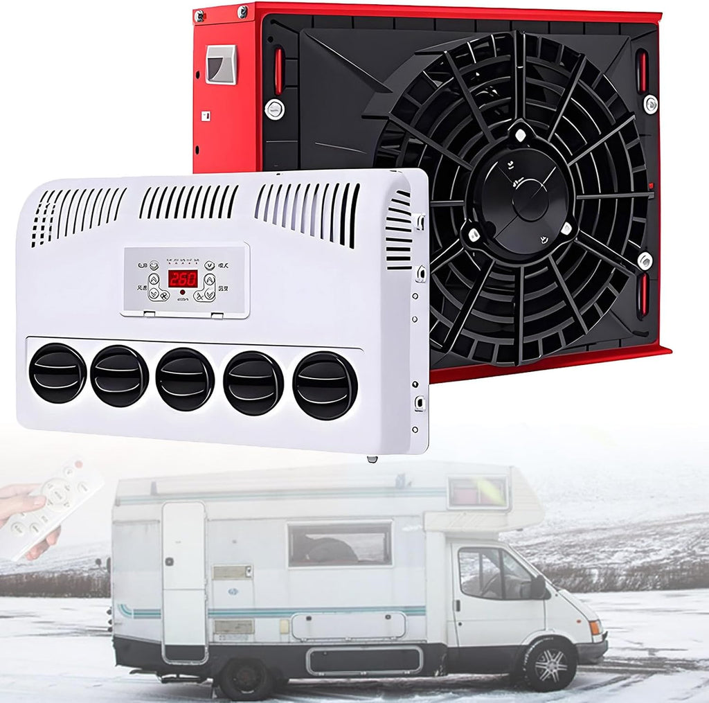 GENERIC Kit De Climatisation Pour Camping-car Et Camion Lourd, Volume D'air De 450 M³/h, Refroidissement Rapide Et Silencieux Pour Camping-car, Bus, Caravane, Pelleteuse, 12 V