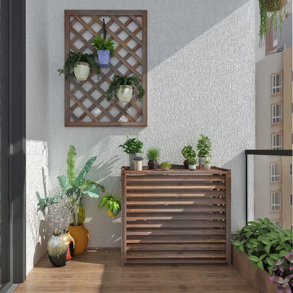 GENERIC Housse Imperméable En Bois Massif Pour Climatiseur Et Clôture D'intimité – Support De Fleurs D'extérieur En Bois 100 X 43 X 94 Cm Résistant Aux Intempéries – Décoration De Jardin