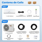  COSTWAY Climatiseur Reversible 18000 BTU 5,1 KW, Climatiseur Split R32, Chauffage, Refroidissement, Déshumidification, Clim Inverter Silencieux 19 DB, Auto-Nettoyage (18000 BTU|5,1 KW - Blanc Wifi)