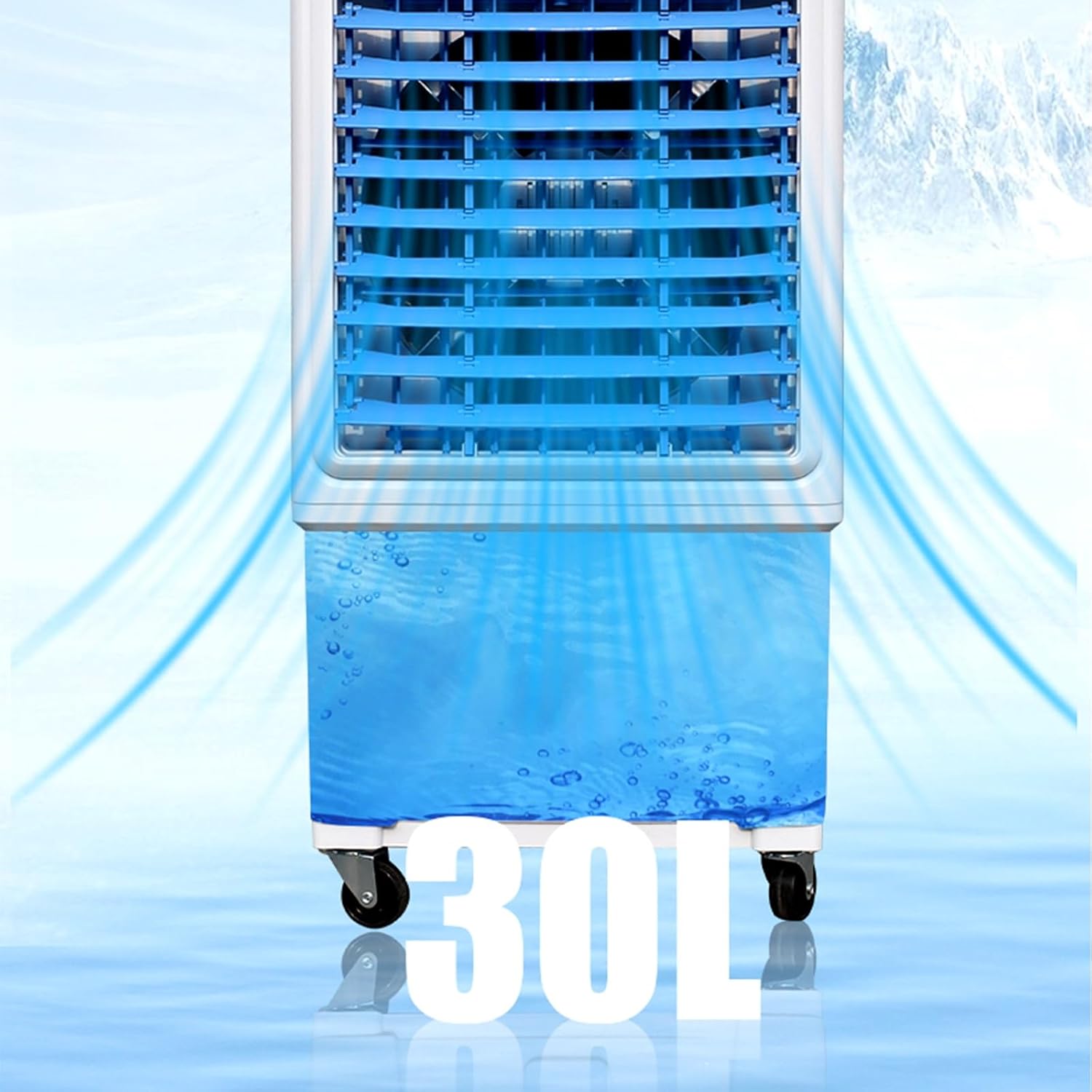  Climatiseur Mobile, Rafraichisseur D'air Silencieux, 30l Large Réservoir D'eau, 3 Vitesses De Vent, Oscillation à 120 °, Commande Par Bouton, Climatiseur Portable Pour Usage Extérieur Et Intérieur
