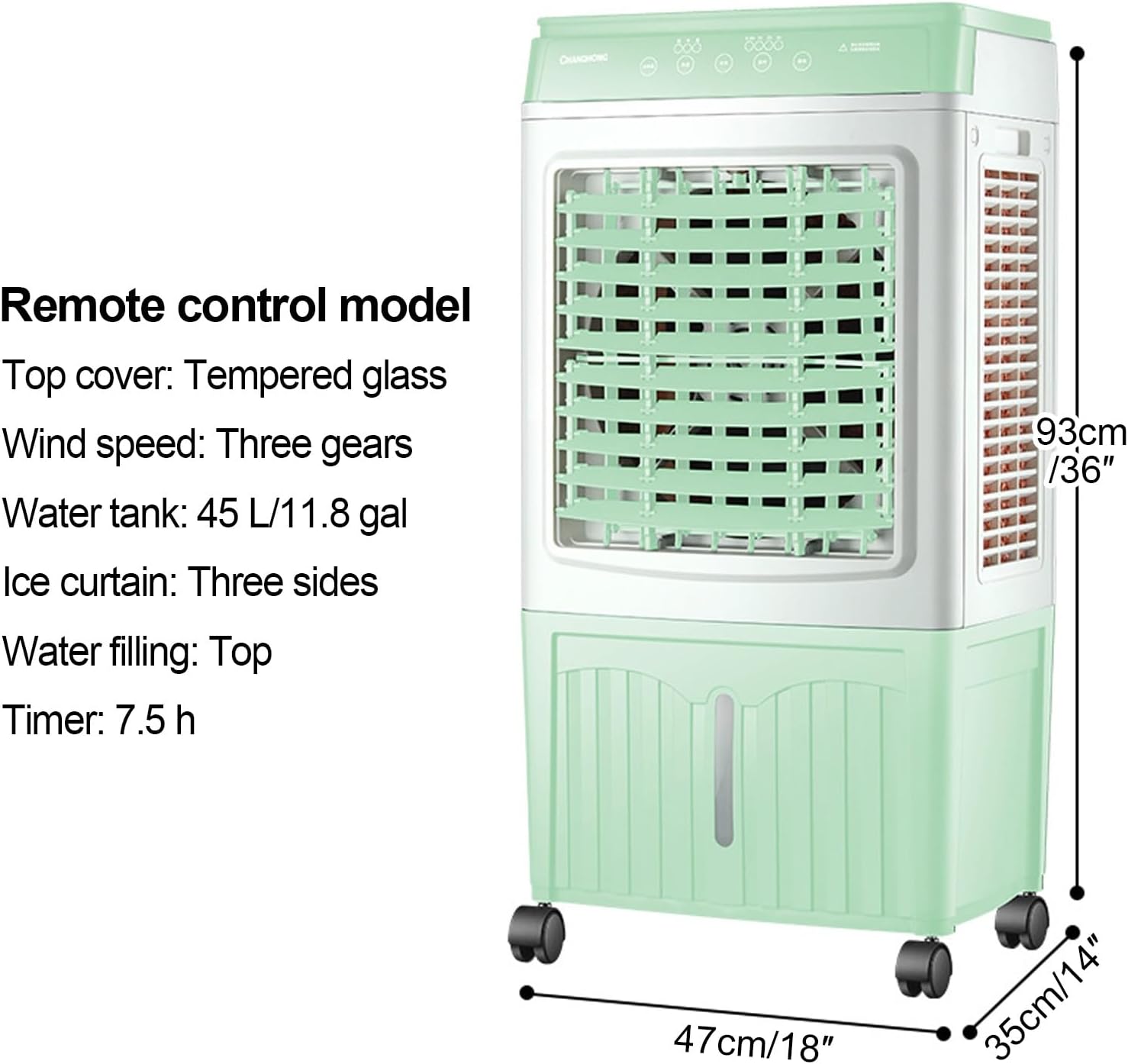  Climatiseur Swamp Cooler, Refroidisseur D'air Par évaporation 3 En 1 Avec Réservoir D'eau De 11,8 Gallons, 3 Modes, 3 Vitesses, Télécommande, Minuterie 12 Heures, Pour Chambre à Co