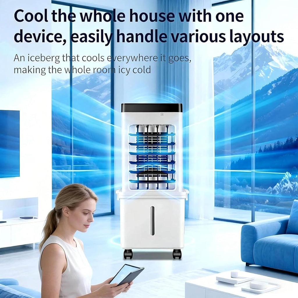 GENERIC Ventilateur De Refroidisseur D'air Portable 10L, Refroidisseur De Maréchage évaporatif à 3 Vitesses Avec Télécommande Et Minuterie, Unité à AC à La Maison à économie D'énergie, Refroidissement De Bure