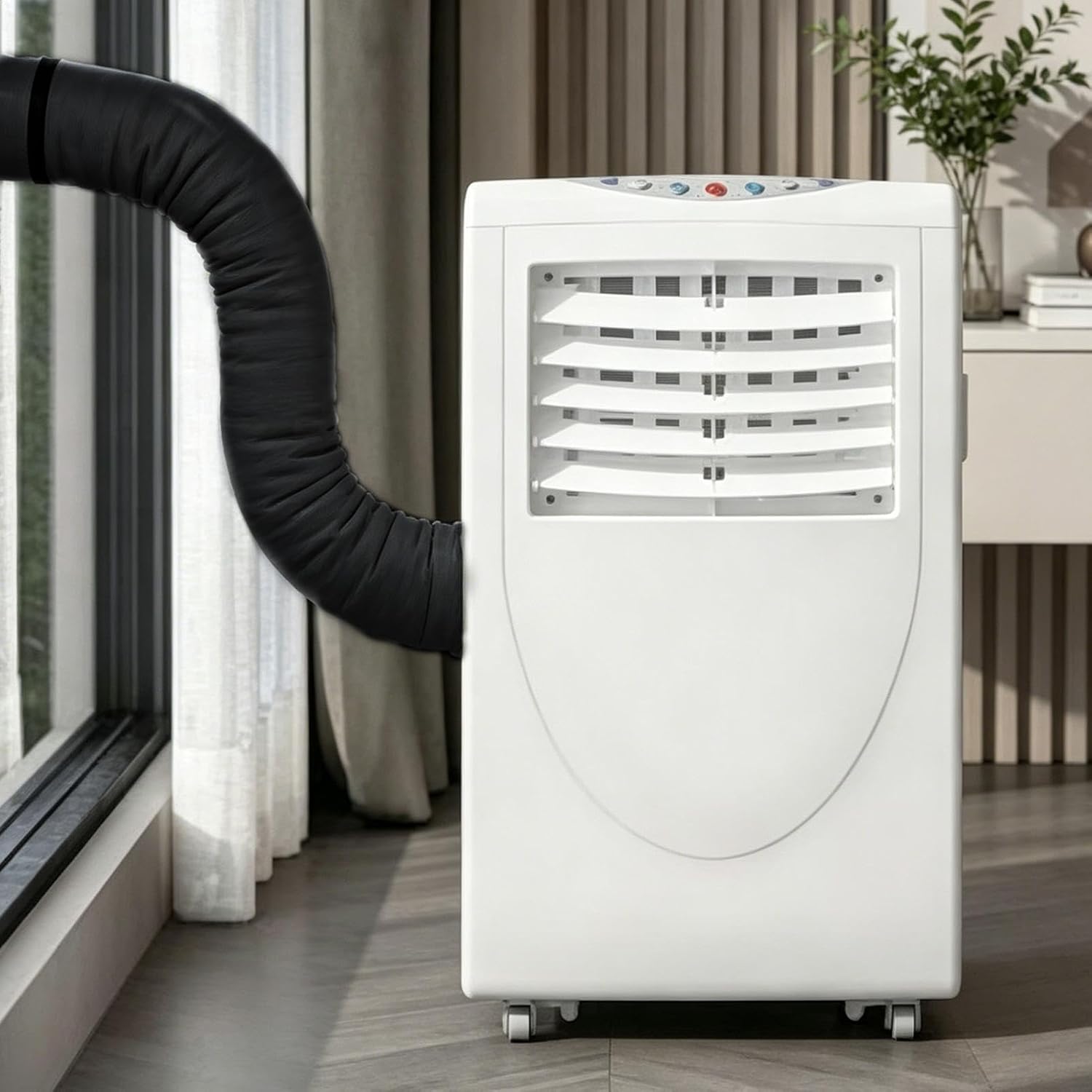  150cm Housse Portable Pour Tuyau De Climatisation Avec 3Sangles,Pour5/5.9in | Fibre De Polyester, Gris, Noir, Avec 3 Sangles à Boucle élastique, Lavable,protège Contre Les Dommages Extérieurs Para Maison
