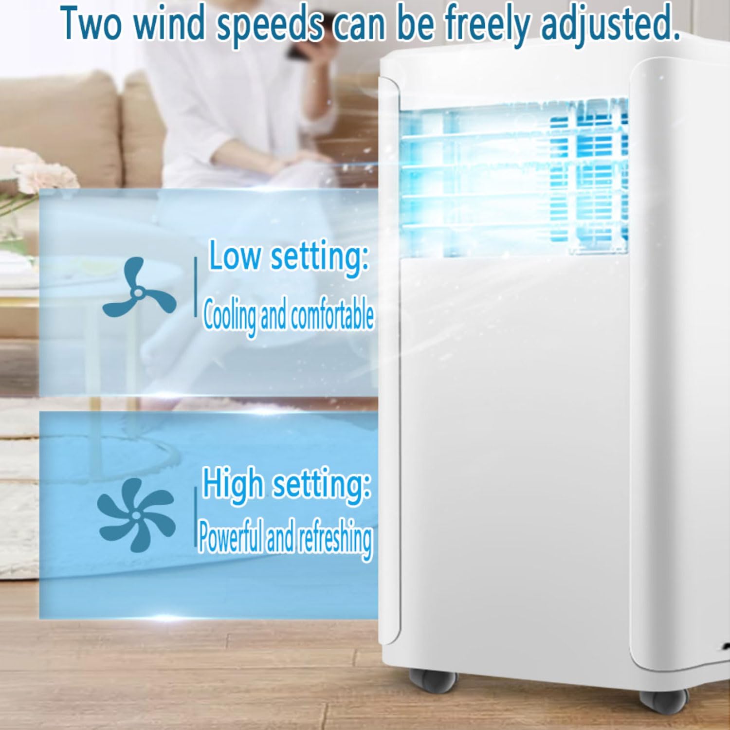  Climatiseur Portable, Unité Intelligente AC Silencieuse Avec Le Mode De Sommeil Cool Dehumidify, Télécommande, Minuterie 24H, Oscillant 120 °, Ventilateur De Refroidissement Pour Chambre à Coucher