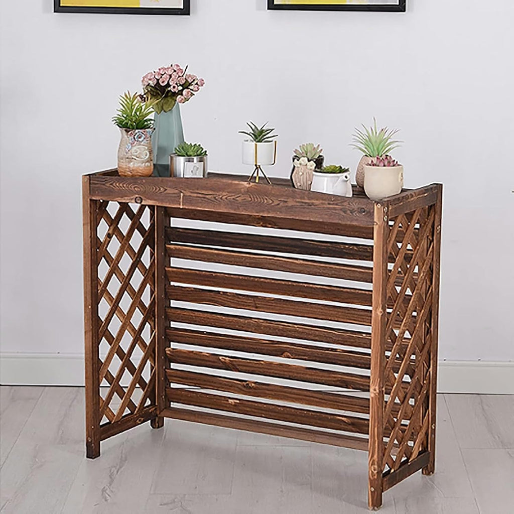 GENERIC Housse De Climatiseur D'extérieur En Bois Avec Persiennes - Séparateur D'espace Et Clôture Autonome - Support élégant En Bois Massif Pour Fleurs - Cachez L'unité AC De Manière Décorative