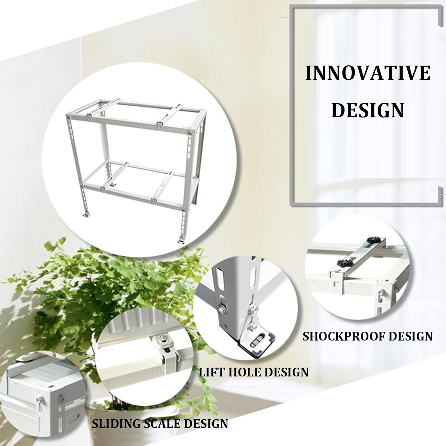  Support Double Niveau AC Pour Climatiseurs Mini Split Support De Sol Robuste Pour Unités Extérieures Base Absorbant Les Chocs Pour Pompes à Chaleur Et Systèmes De Climatisation