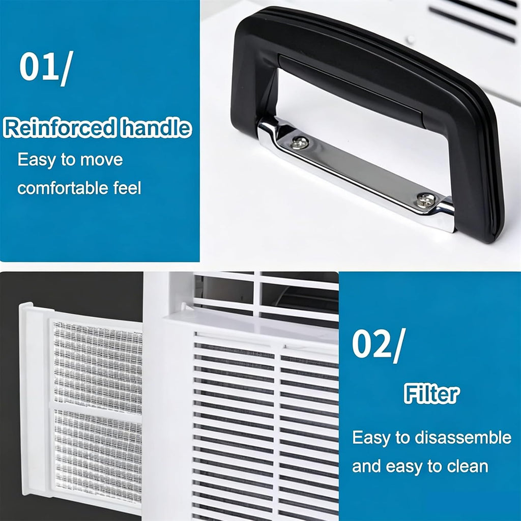  Climatiseur Split Portable Avec Wi-FI Et Télécommande, Rafraîchisseur D'air 13000BTU, Minuterie 24 H, Poignée Supérieure, Pour Tentes, Camping-Cars, Maisons, Bureaux Et Camping
