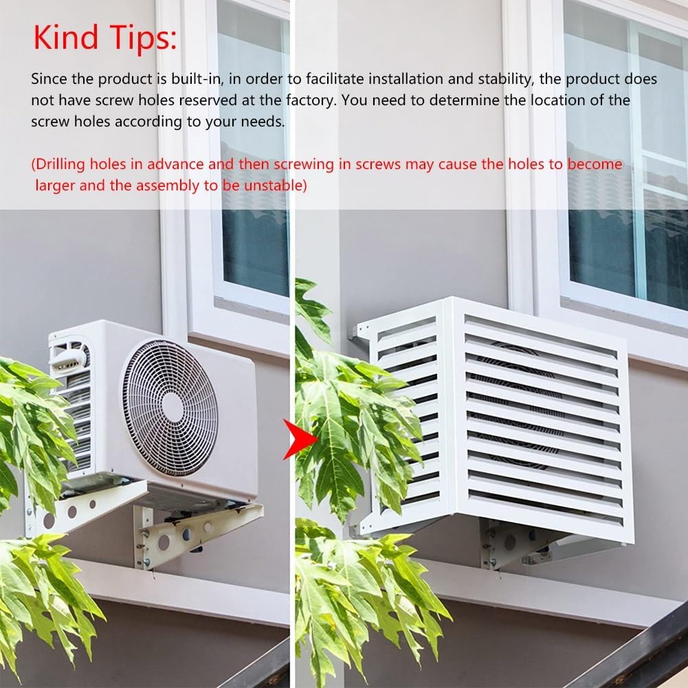GENERIC Housse De Protection Décorative En Aluminium Pour Climatiseur - Résistante Aux Intempéries - Gris - Taille 110 - Idéale Pour La Maison Et La Terrasse