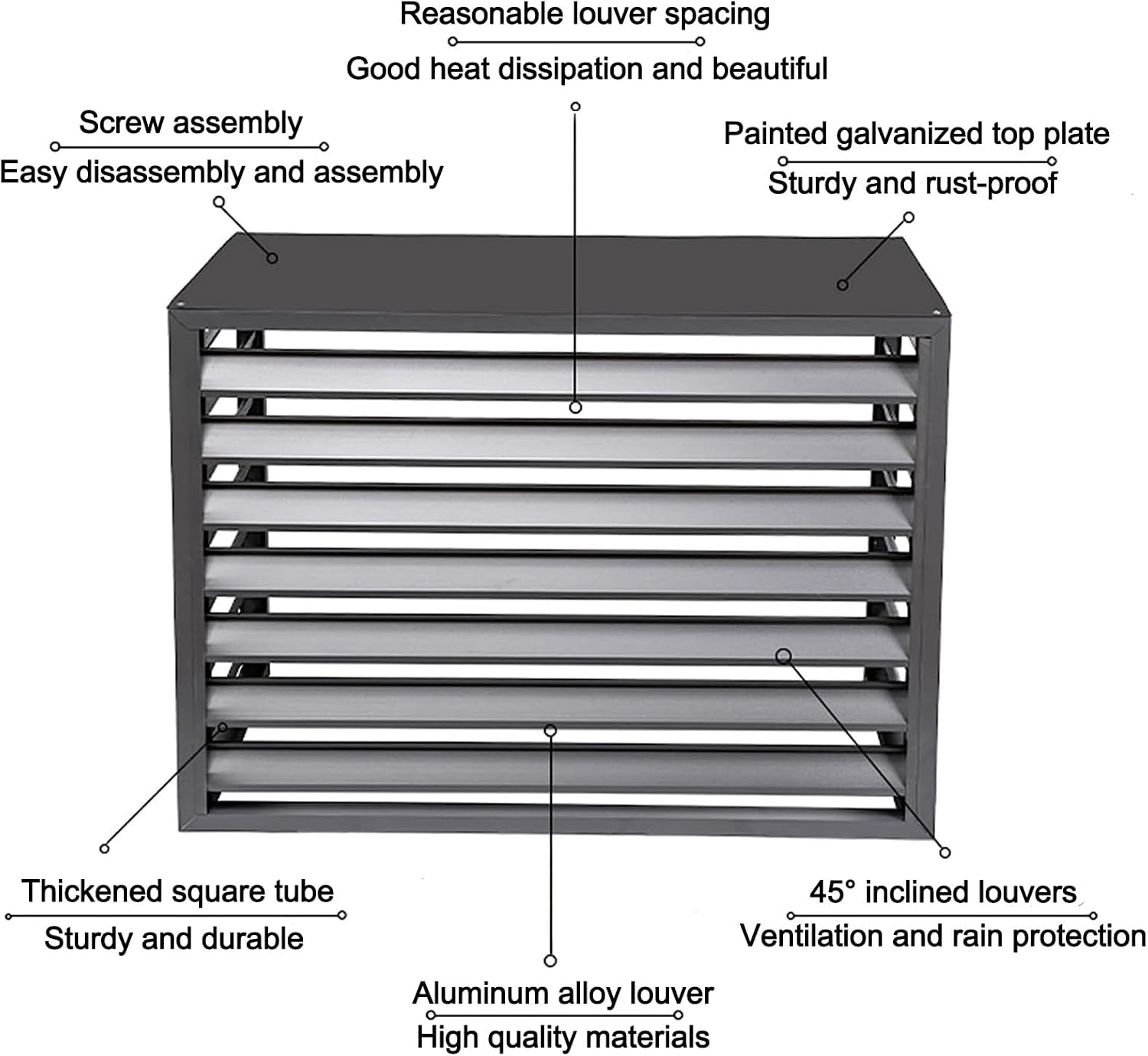  Housse En Aluminium Pour Climatiseur Et Pompe à Chaleur, Protection De L'unité De Climatisation Extérieure – Résistant Aux Intempéries, Gris Et Blanc, Taille 100X Pour Une Durabilité Et Une