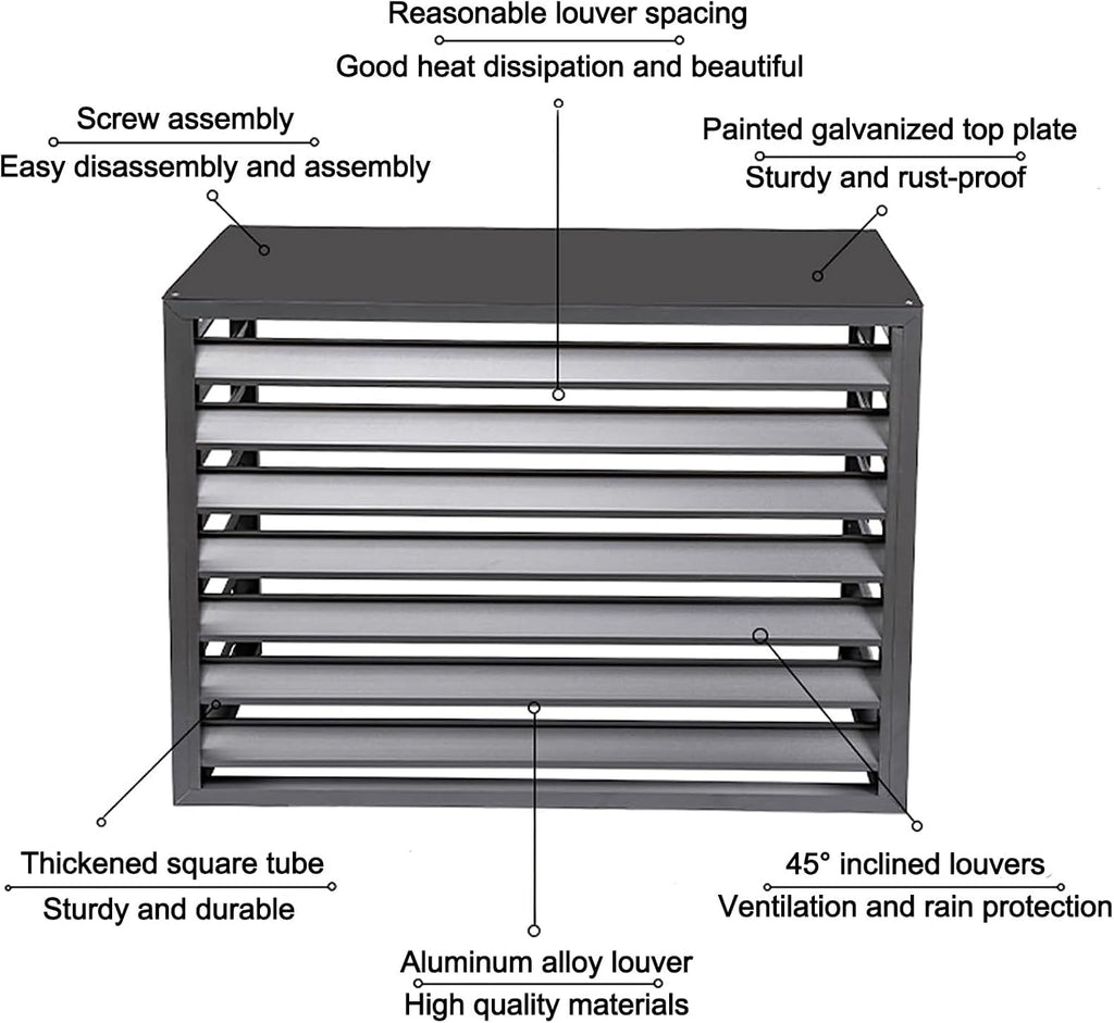  Housse De Protection Pour Climatiseur Extérieur, Protection De Pompe à Chaleur En Aluminium, Housse Résistante Aux Intempéries, Gris Et Blanc, Taille : 110X, Parfaite Pour Une Utilisation Toute