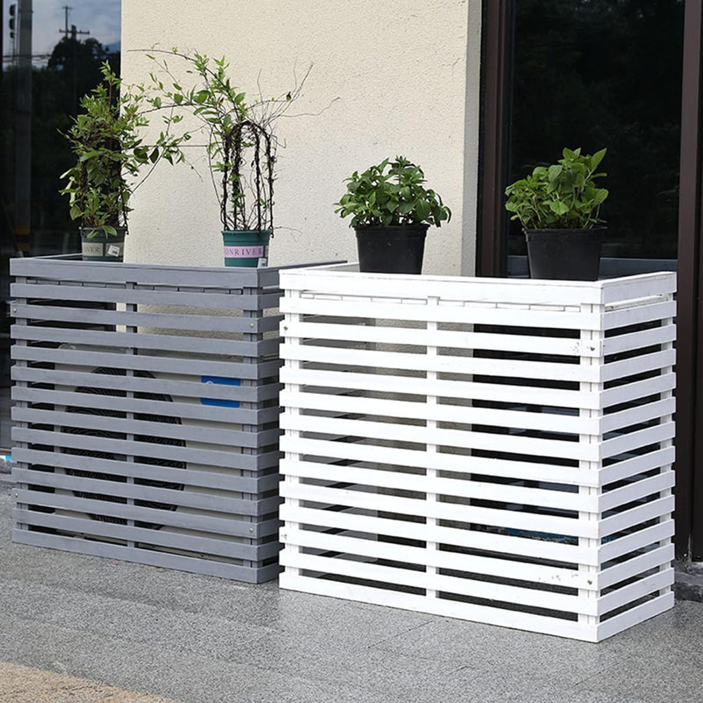 GENERIC Housse De Climatiseur D'extérieur En Bois – Capot à Persiennes En Bois Massif Avec Support De Fleurs élégant Pour Climatiseur Résistant Aux Intempéries Et Design