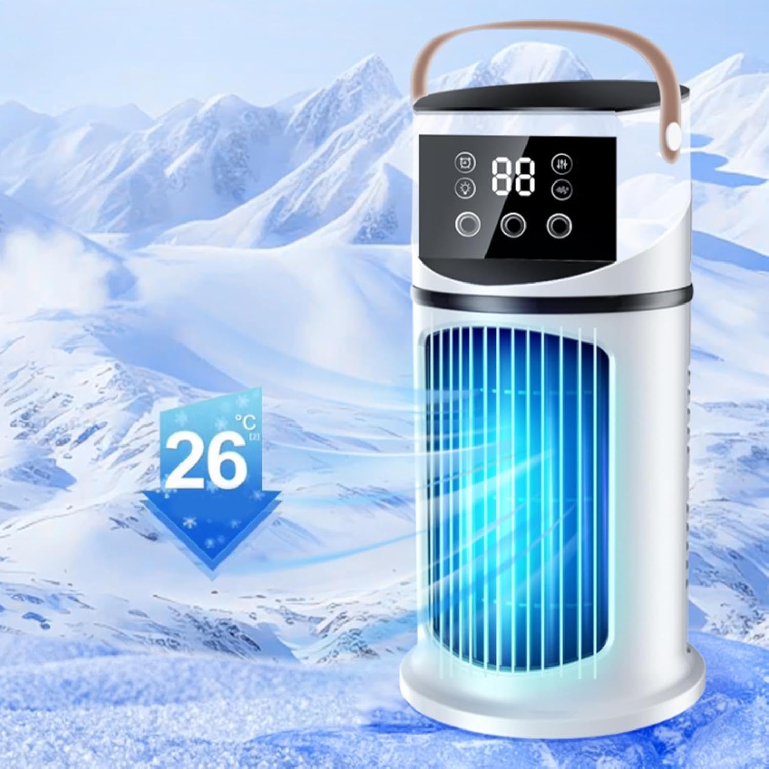  Climatiseur De Bureau Petit, Mini Refroidisseurs D'air Par Évaporation, Ventilateurs Tour Refroidissant Une Chambre Silencieuse, 9 Vitesses, Avec Lumière Et Minuterie, Pour Dortoir, Chambre À Coucher