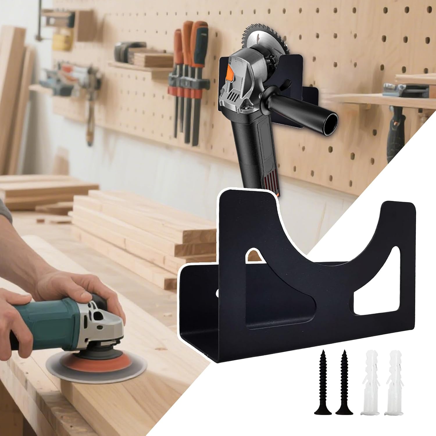  Générique Porte-Meuleuse Murale - Support Mural Pour La Meuleuse D'Angle | Organisateur En Fer Robustes Pour Outils Électriques Atelier Bricolage